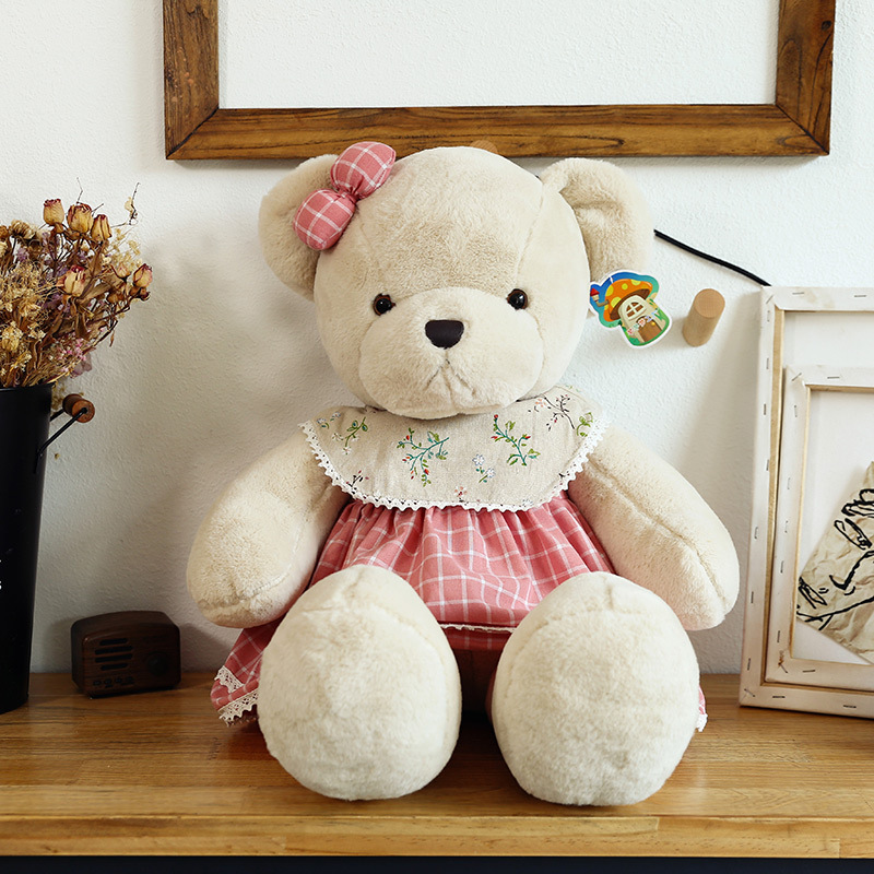 创意新款卡通熊毛绒玩具公仔 粉色女熊40cm
