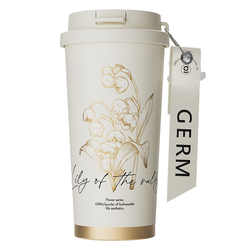 GERM格沵 铃兰系列闪耀保温杯500ml GE-23AW-B47（茶白）