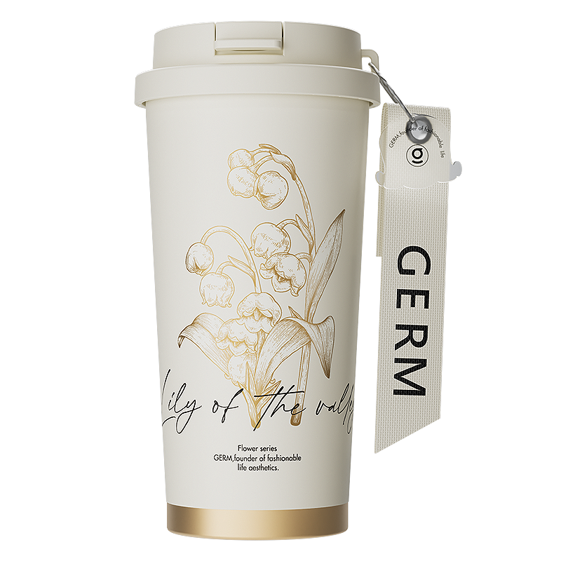 GERM格沵 铃兰系列闪耀保温杯500ml GE-23AW-B47（茶白）