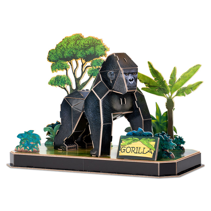 乐立方 动物伙伴 大猩猩 儿童3D立体纸拼图动物模型宝宝益智玩具 P859h