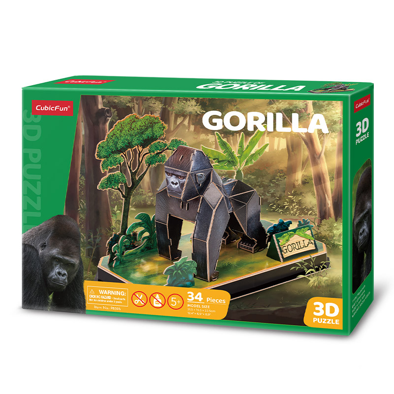 乐立方 动物伙伴 大猩猩 儿童3D立体纸拼图动物模型宝宝益智玩具 P859h