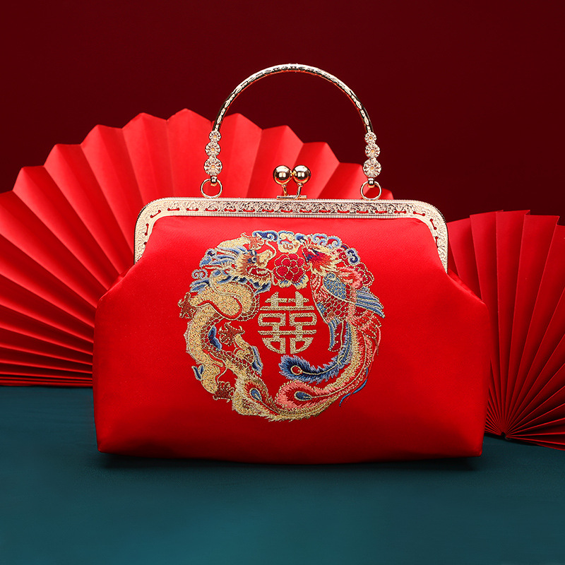 婚礼新娘结婚用品红色包包 龙凤款
