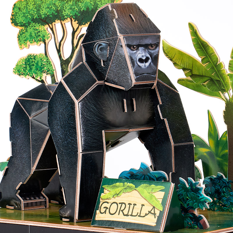 乐立方 动物伙伴 大猩猩 儿童3D立体纸拼图动物模型宝宝益智玩具 P859h