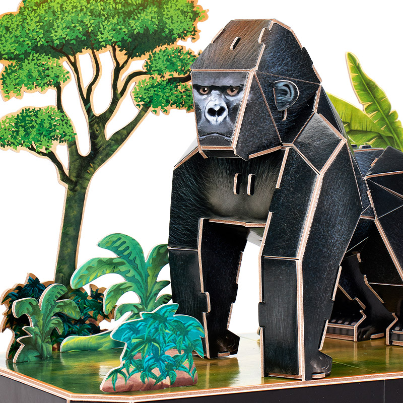 乐立方 动物伙伴 大猩猩 儿童3D立体纸拼图动物模型宝宝益智玩具 P859h
