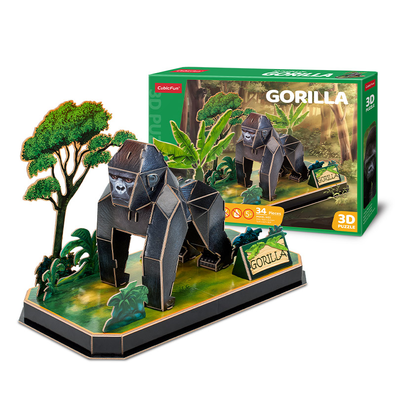 乐立方 动物伙伴 大猩猩 儿童3D立体纸拼图动物模型宝宝益智玩具 P859h