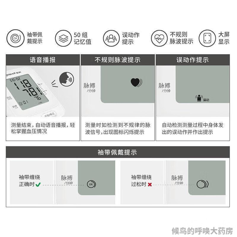 鱼跃（Yuwell）高精准语音电子血压计血压仪家用智能量血压 医用上臂式测血压测量仪器血压计 YE620C蓝牙