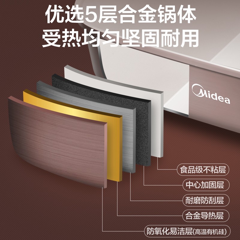 美的（Midea）电火锅鸳鸯锅火锅专用锅电炒锅电煮锅电锅煎烤涮肉一体锅多功能锅6L火锅 DY3030Easy102