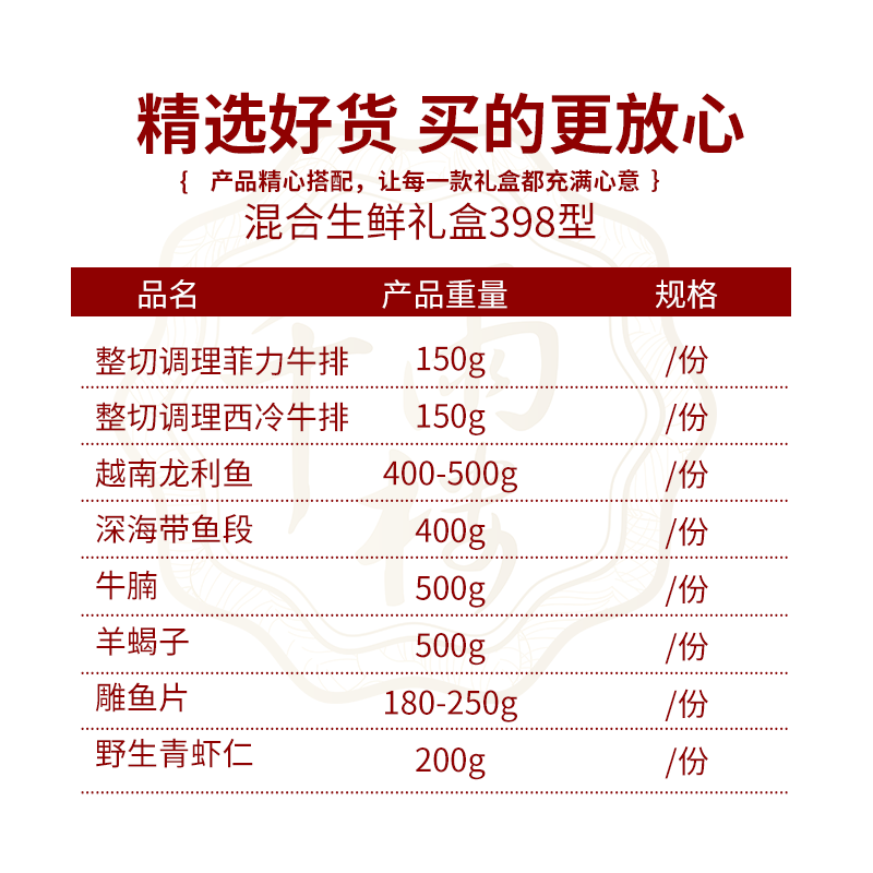 千雨楼 混合生鲜礼盒398型（2480g~2650g） 