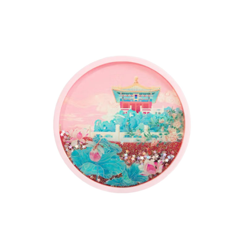 故宫文化 紫禁花语翠点星荷流沙杯垫 防烫隔热家居用品 故宫博物院文创礼物 B款
