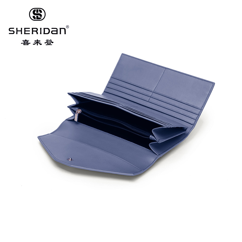 喜来登SHERIDAN 女士钱包长款手拿钱夹新款韩版青年简约钱包 蓝色NL180433S
