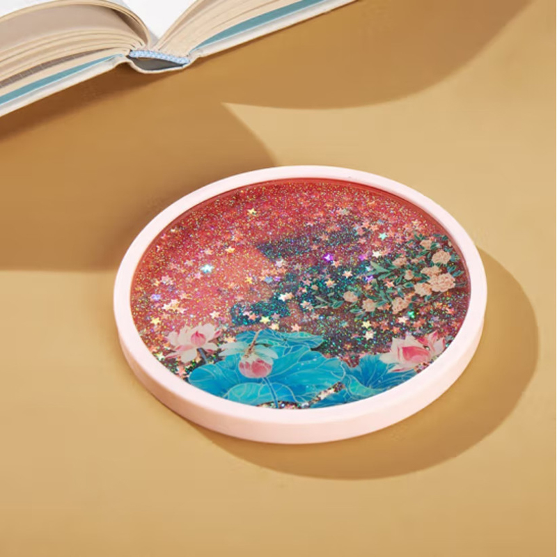 故宫文化 紫禁花语翠点星荷流沙杯垫 防烫隔热家居用品 故宫博物院文创礼物 B款