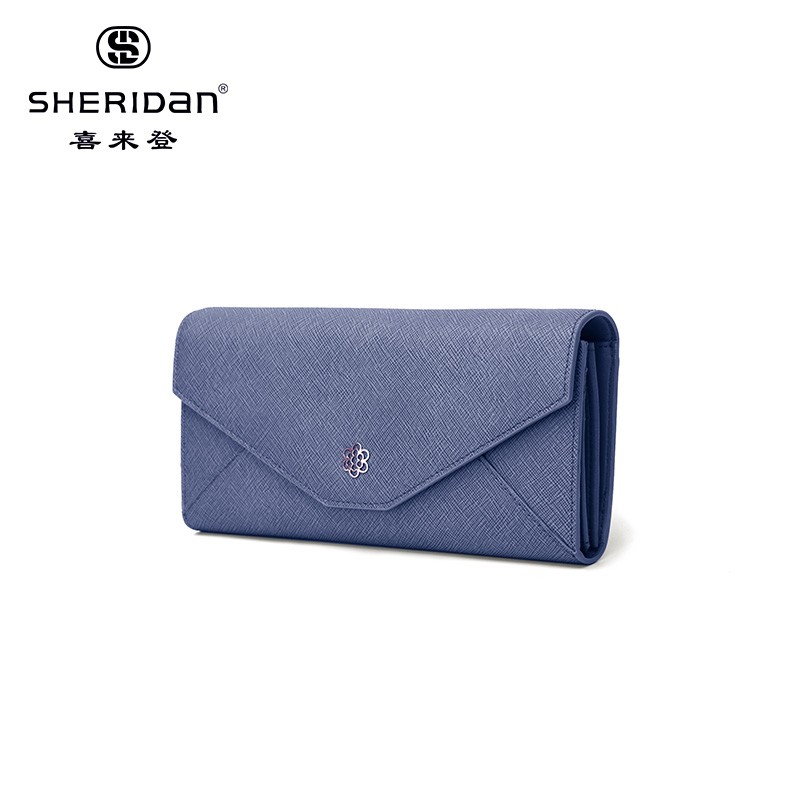 喜来登SHERIDAN 女士钱包长款手拿钱夹新款韩版青年简约钱包 蓝色NL180433S