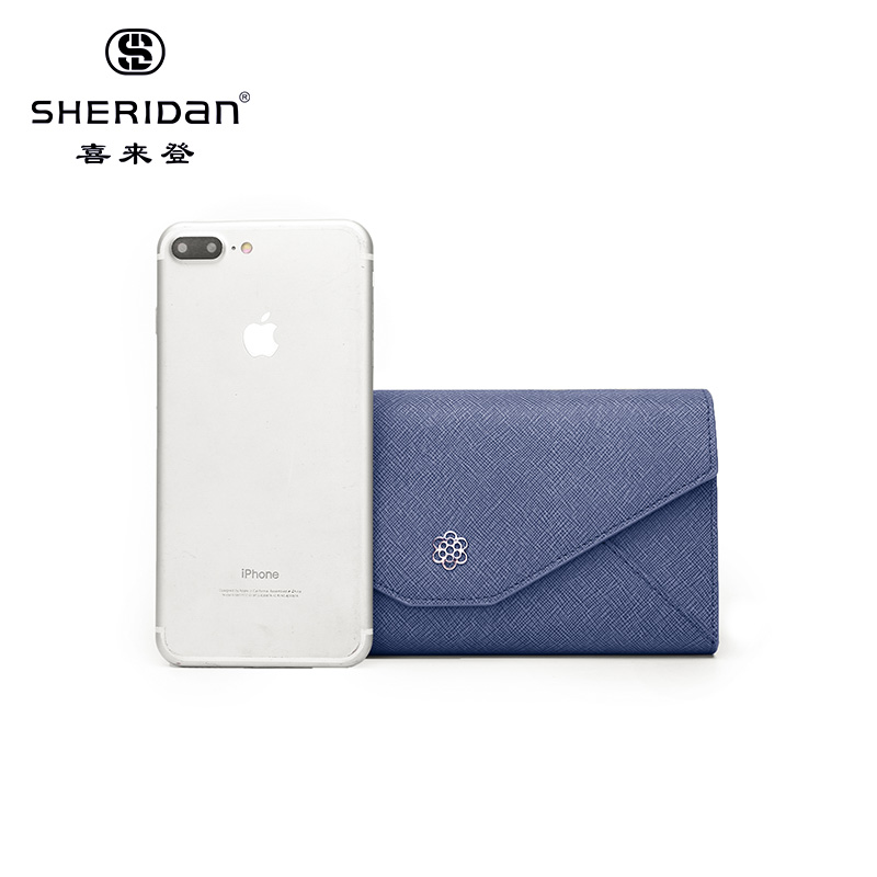 喜来登SHERIDAN 女士钱包长款手拿钱夹新款韩版青年简约钱包 蓝色NL180433S