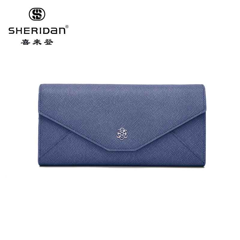 喜来登SHERIDAN 女士钱包长款手拿钱夹新款韩版青年简约钱包 蓝色NL180433S