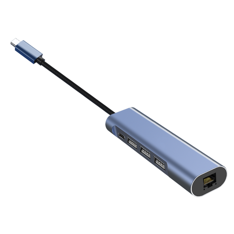 爱国者（aigo）Type-C转网口RJ45千兆有线网卡网线转接头转接器笔记本扩展坞 USB-C分线器HUB拓展坞R03C(金属)
