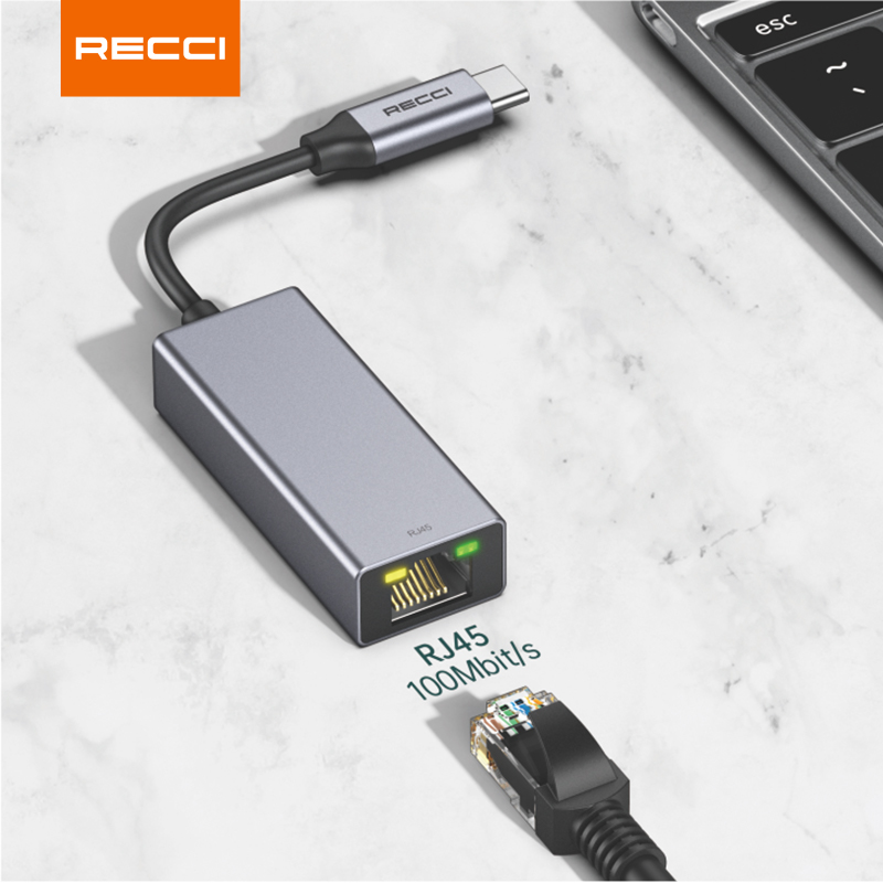 Recci锐思 RH10 转接线网口支持Type-c转RJ45 HUB