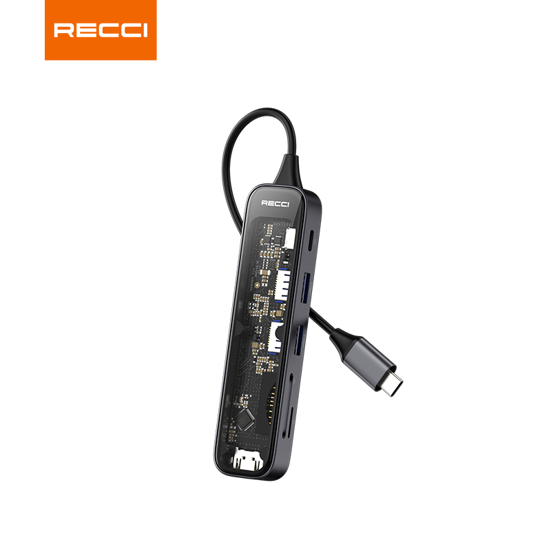 锐思 RH21 六合一HUB数据线转接口Type-C TO HDMI+ USB-A+USB-C+1xSD+ 1xTF