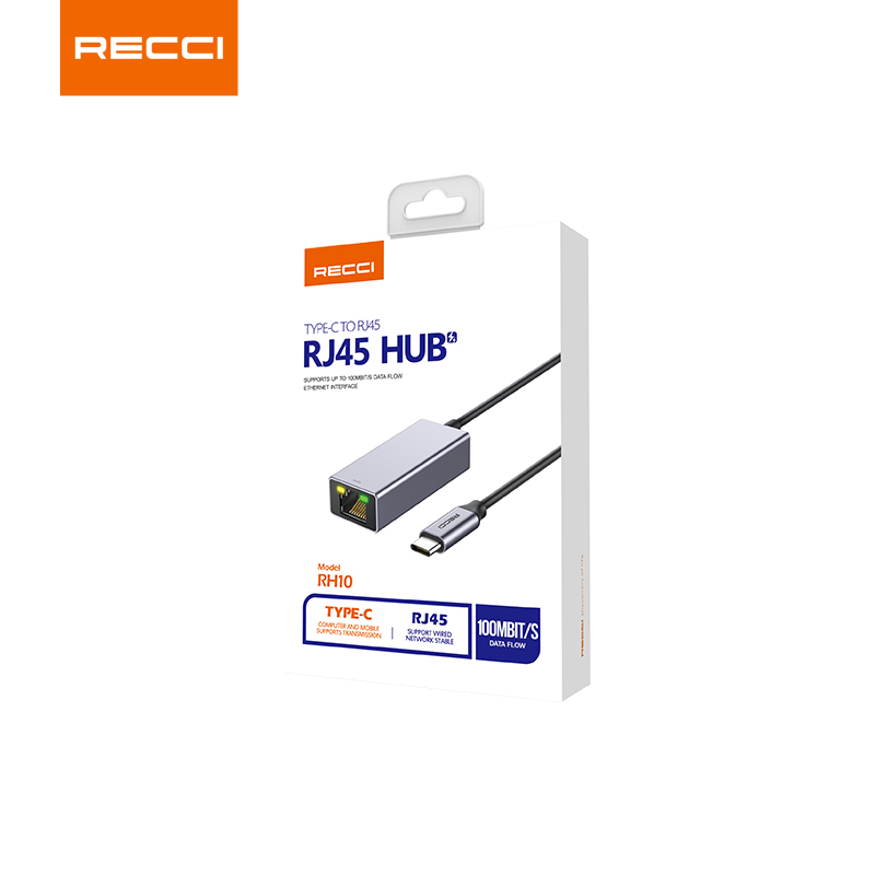 Recci锐思 RH10 转接线网口支持Type-c转RJ45 HUB