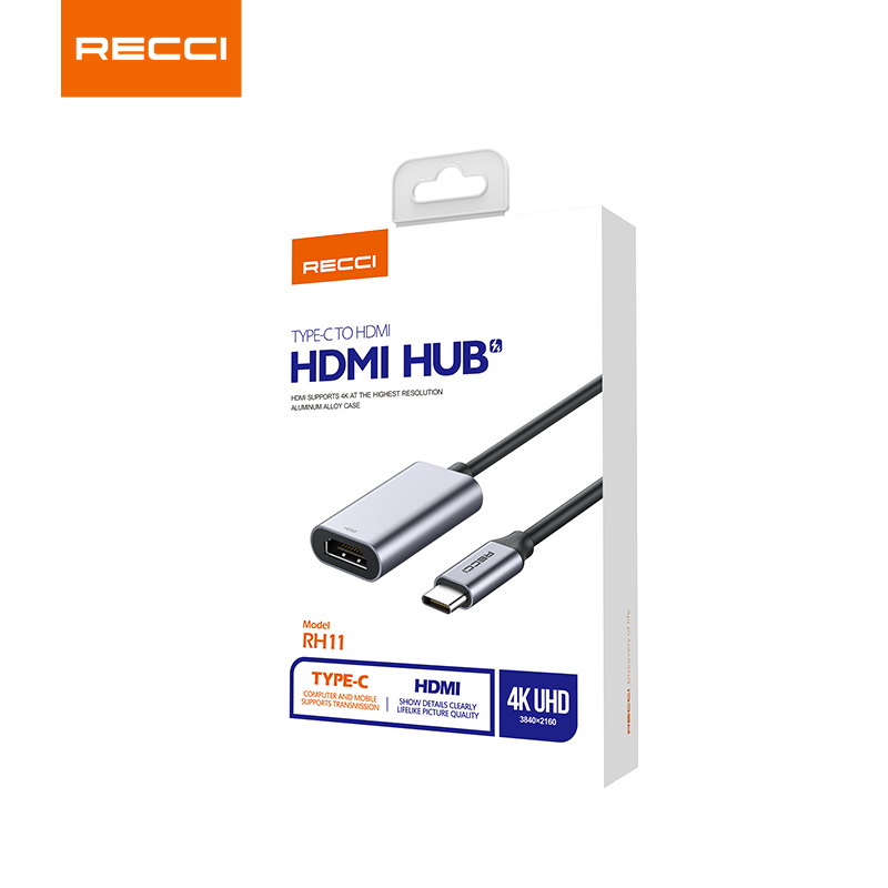 Recci锐思 RH11转接线Type-c转HDMI高清4K HUB