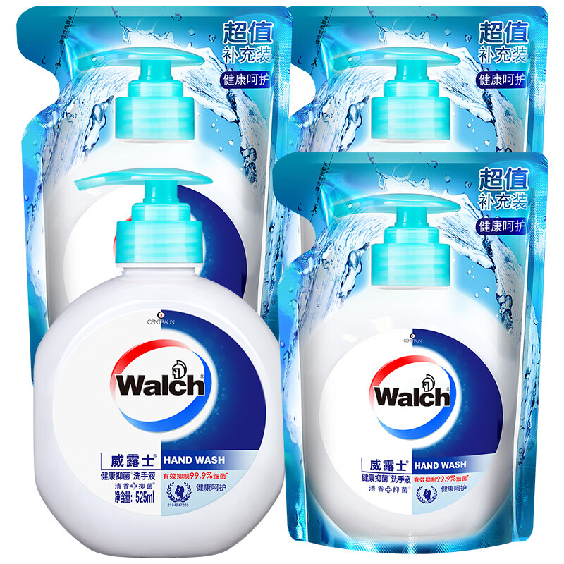 威露士 健康抑菌洗手液4件套装 （瓶装525ml+补充装525mlx3袋）