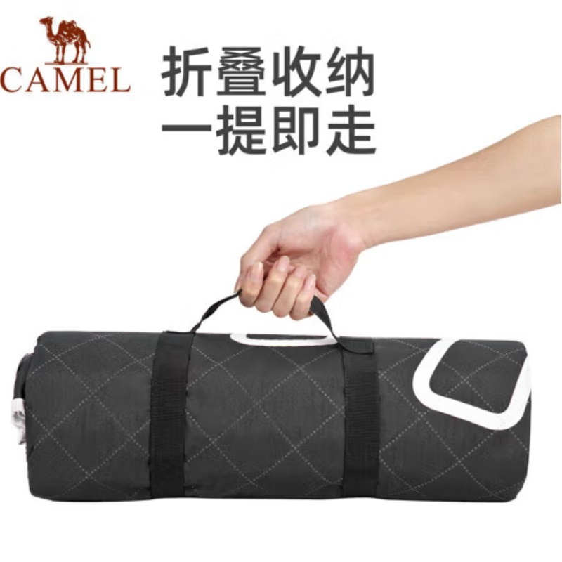 骆驼（CAMEL）【熊猫】骆驼野餐垫野营地垫户外铺垫露营防潮垫加厚折叠坐垫 1J32267154黑色（200*200cm）