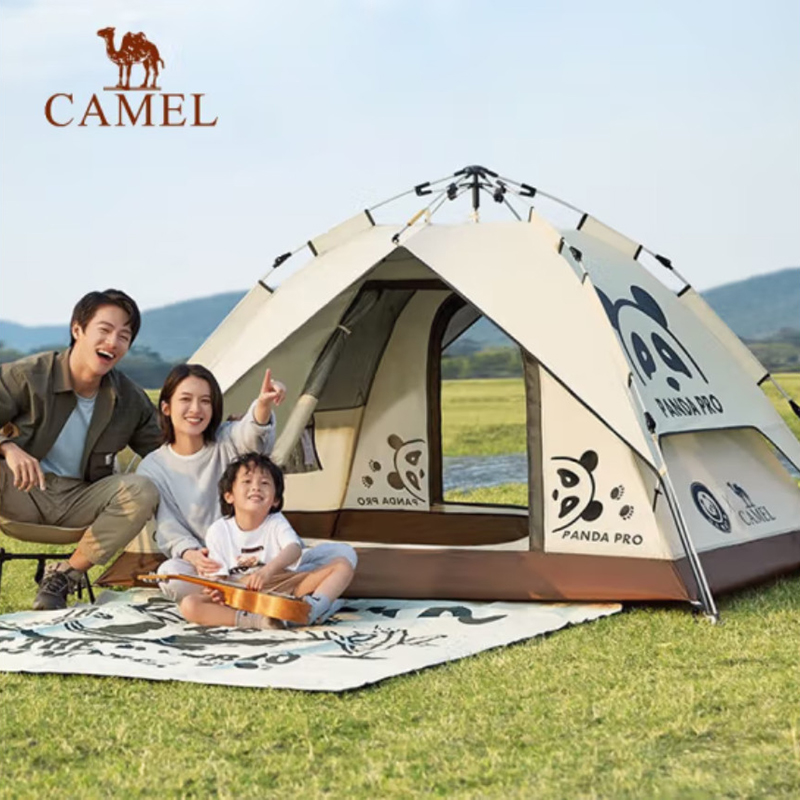 骆驼（CAMEL）【熊猫联名】帐篷户外液压便携式折叠野营露营公园野餐全自动帐篷 1V32265017奶酪色