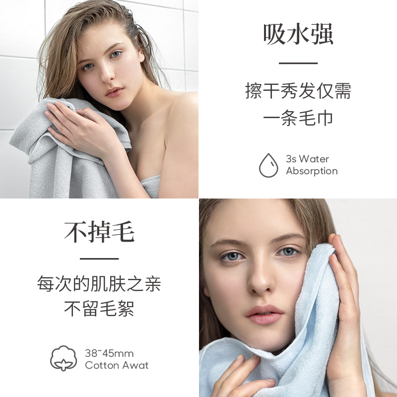 最生活 毛巾新疆长绒棉纯棉强吸水洗脸巾国民系列 A-1180 蓝色（34X72CM）