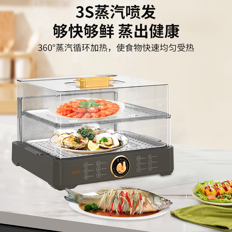 谷格（GUGE）多功能料理电蒸箱电蒸锅多用途锅家用小型透明大容量 GB49