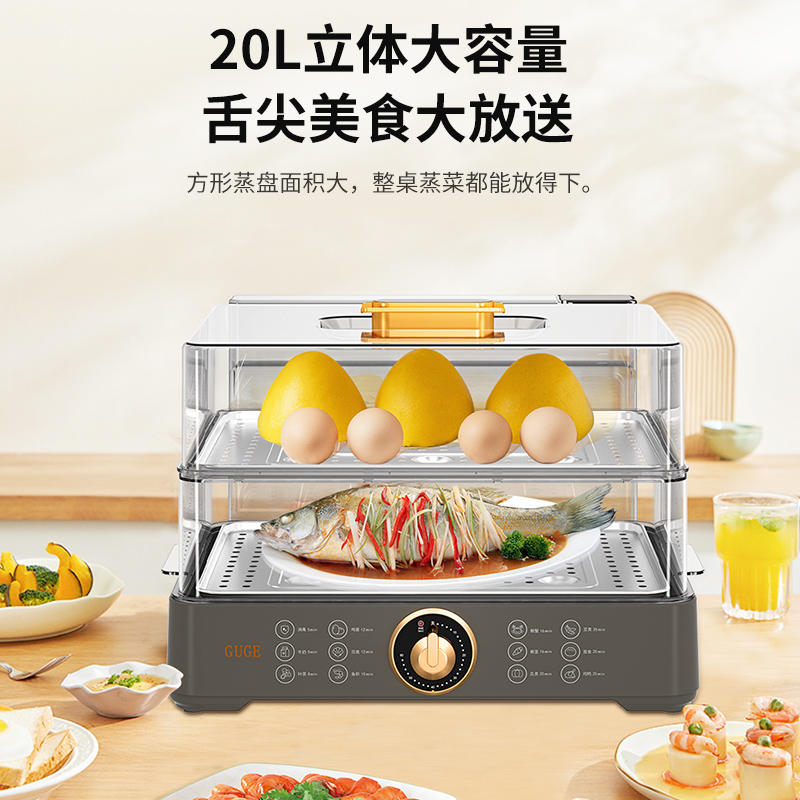 谷格（GUGE）多功能料理电蒸箱电蒸锅多用途锅家用小型透明大容量 GB49
