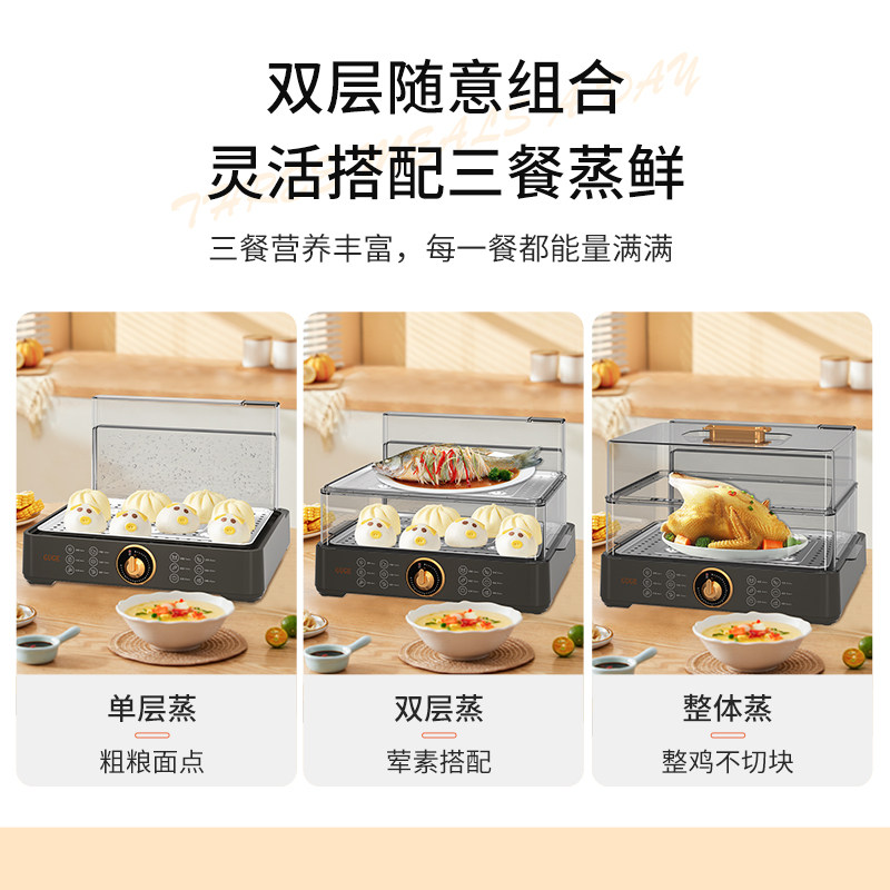 谷格（GUGE）多功能料理电蒸箱电蒸锅多用途锅家用小型透明大容量 GB49
