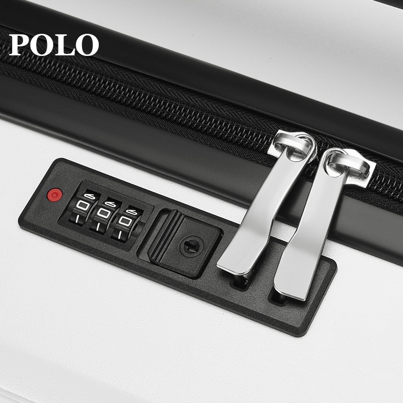 POLO 拉杆箱大容量拉链行李箱男女通用20寸  080751米白色