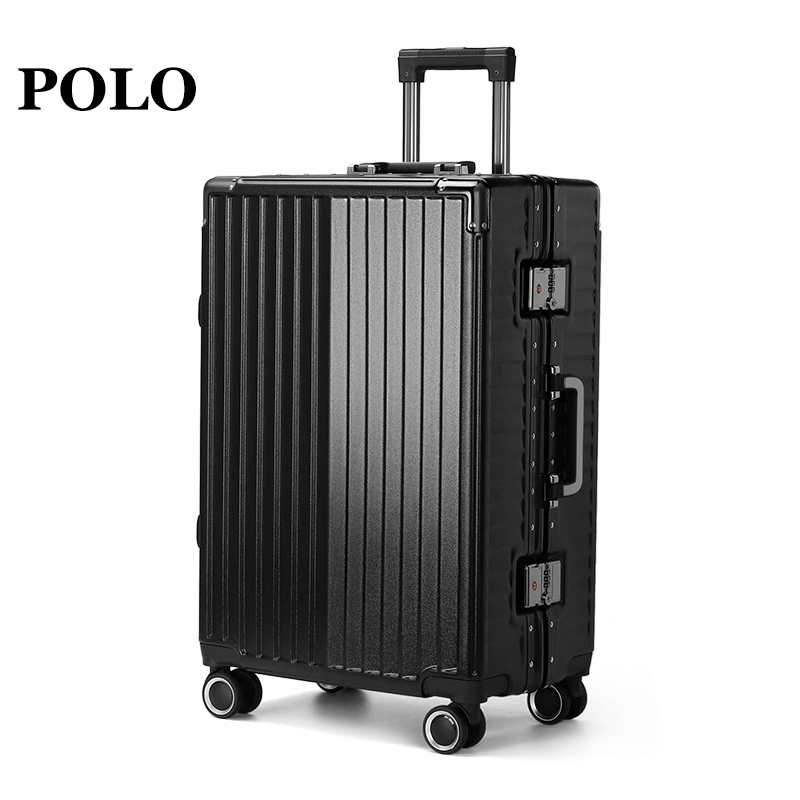 POLO 拉杆箱轻音飞机轮行李箱24英寸密码箱24寸黑色 080681
