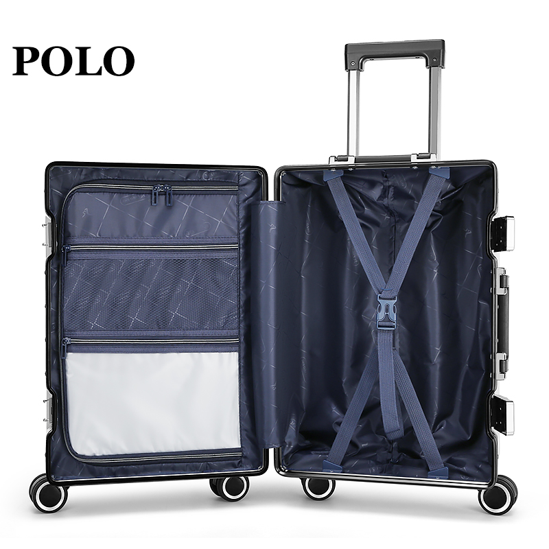 POLO 拉杆箱轻音飞机轮行李箱24英寸密码箱 080681 24银色