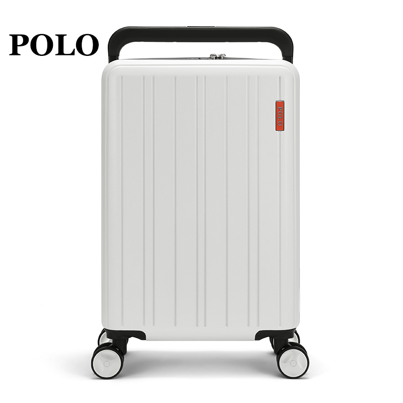 POLO 拉杆箱大容量拉链行李箱男女通用20寸  080751米白色