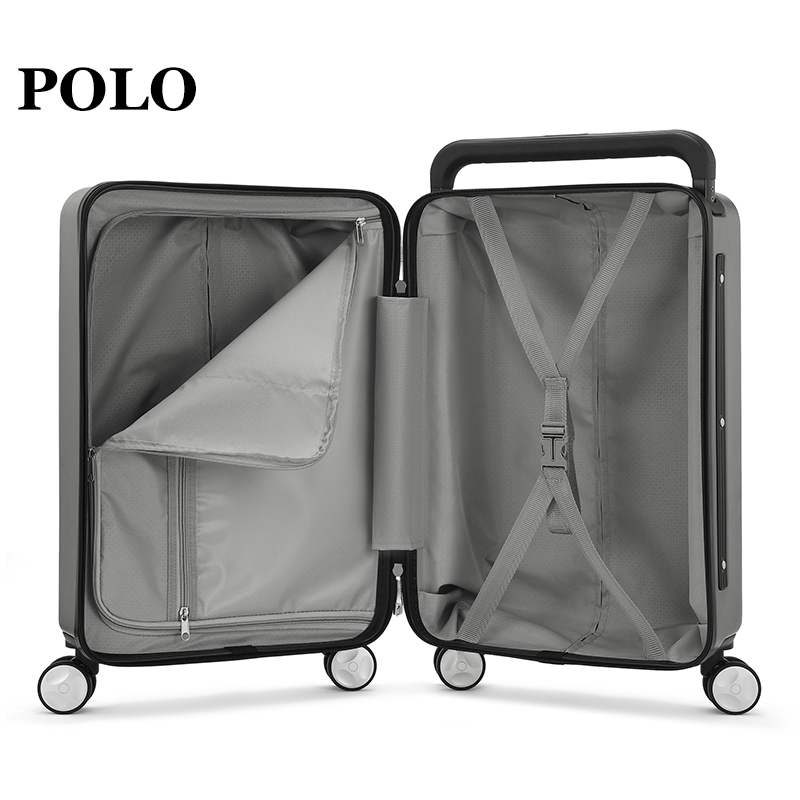 POLO 拉杆箱大容量拉链行李箱男女通用20寸 080751岩灰色