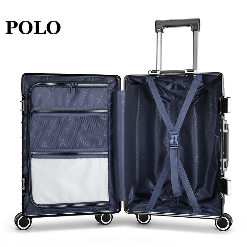 POLO 拉杆箱轻音飞机轮行李箱24英寸密码箱24寸黑色 080681