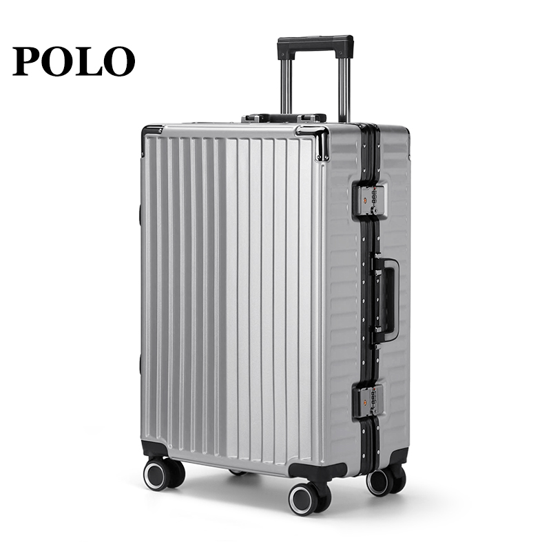POLO 拉杆箱轻音飞机轮行李箱24英寸密码箱 080681 24银色