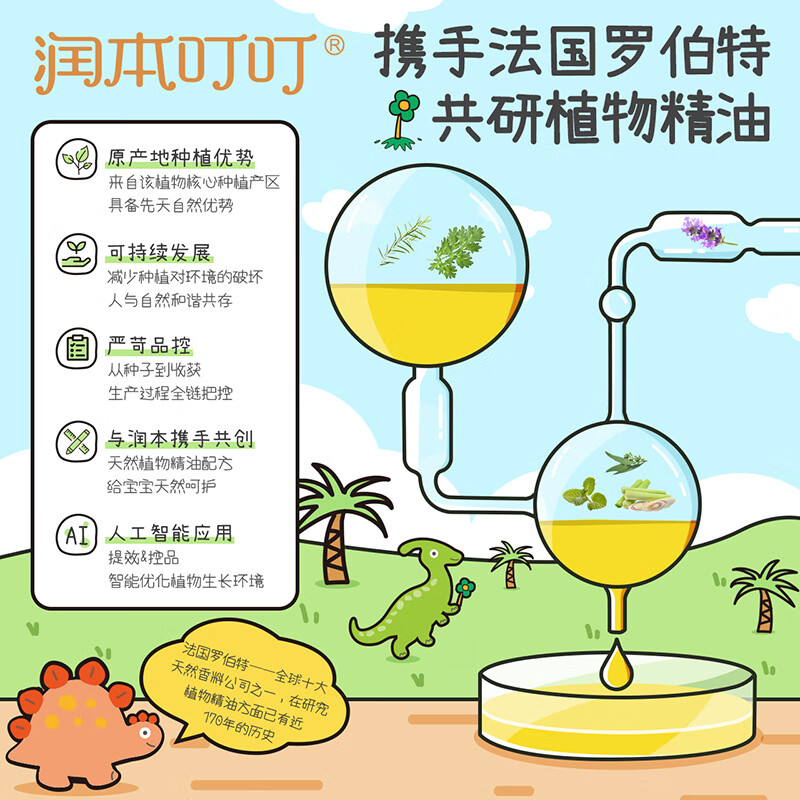 润本（RUNBEN）叮叮植物精油贴防护贴60片（恐龙王国）