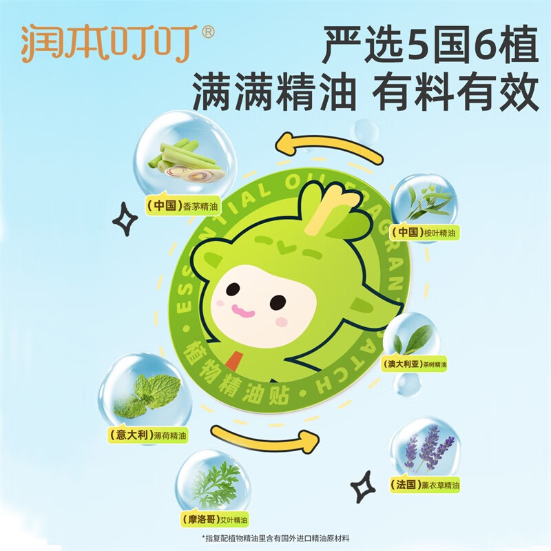 润本 叮叮植物精油贴 经典卡通贴60片装