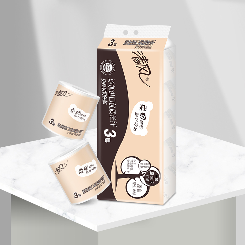 清风牌 卫生纸3层卷筒A22AGZM10卷/提*1