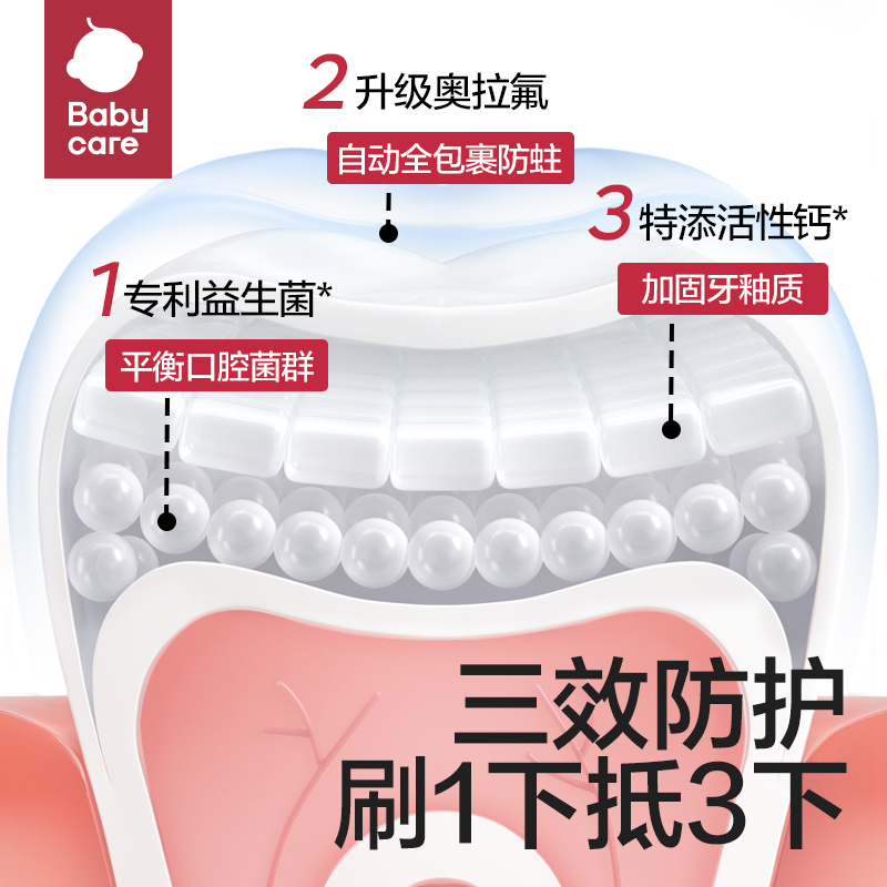  Babycare  婴幼儿奥拉氟健齿牙膏45g/支草莓 BC2210531
