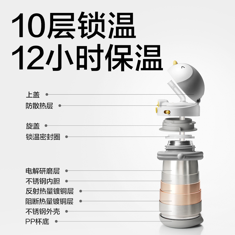 babycare 小企鹅保温杯 450ml-背带款 BC2212523 (浅嗬绿)