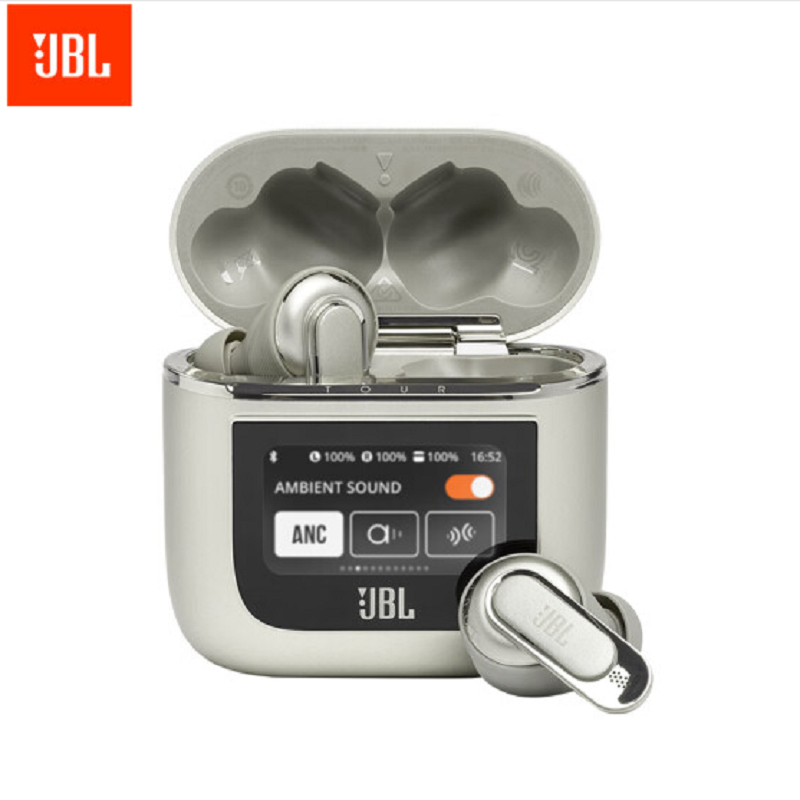 JBL 真无线主动降噪智能LCD屏蓝牙耳机 TOUR PRO2香槟金