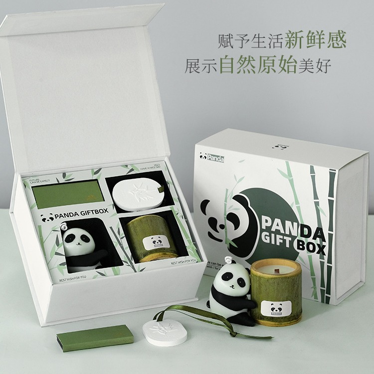 520情人节熊猫香薰蜡烛礼盒扩香石结婚生日伴手礼物家用室内香氛  熊有成竹礼盒