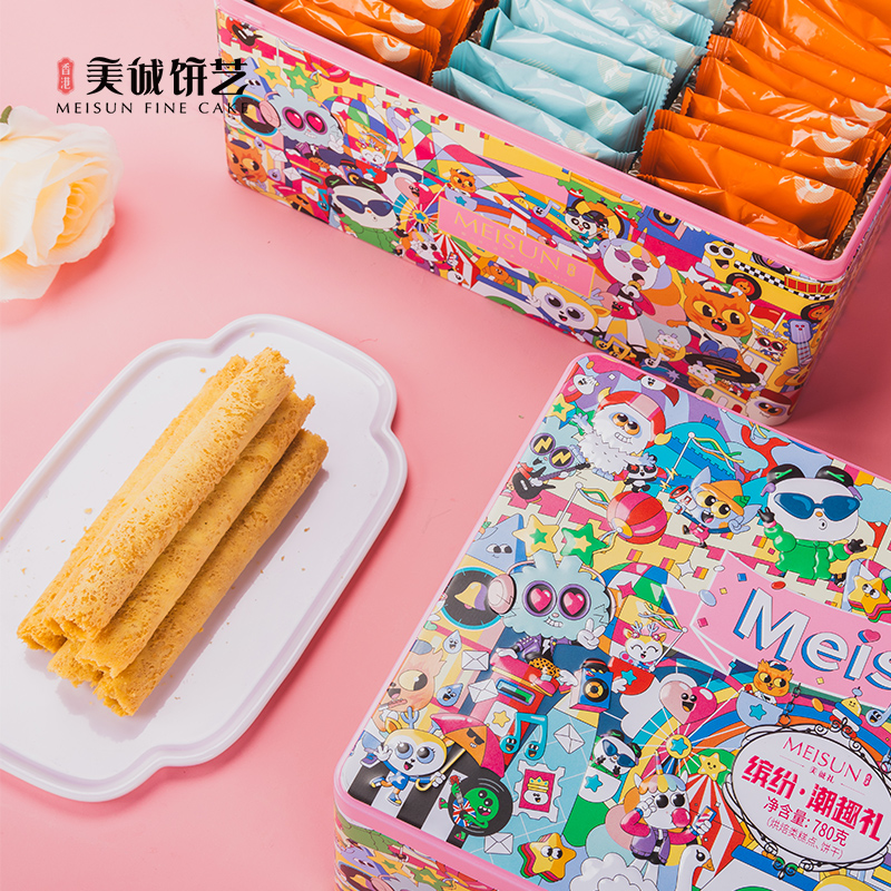 美诚礼  蛋卷饼干礼盒缤纷潮趣礼 780g