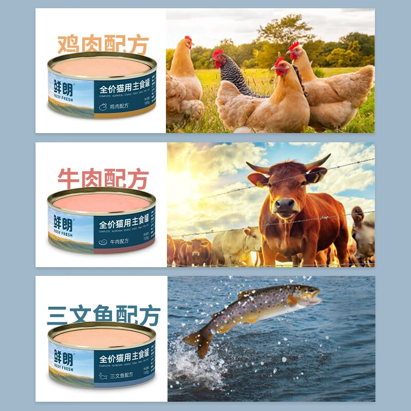 鲜朗 全价猫咪湿猫粮主食罐混合装100g*6罐