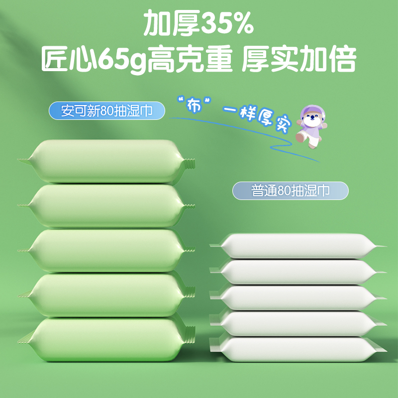 安可新 婴儿湿巾加厚手口湿纸巾宝宝洗脸巾 10片*20包