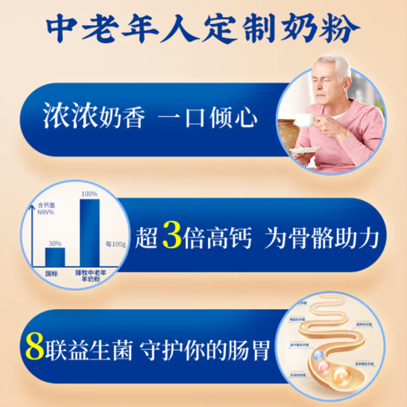 臻牧 无蔗糖中老年羊粉 400g/盒 