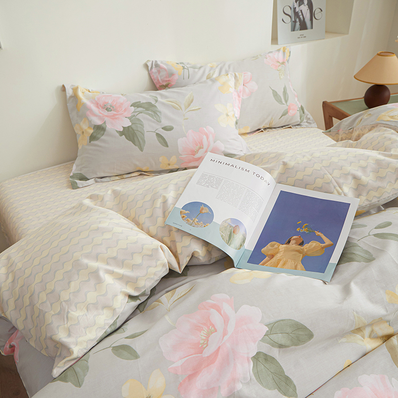 红豆 全棉印花四件套 静谧花园 200*230cm