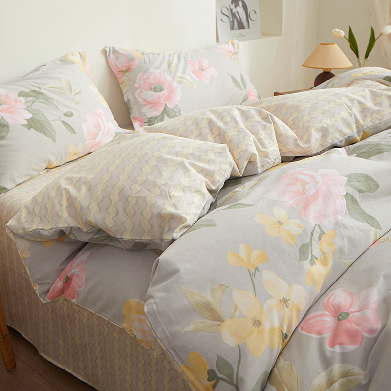 红豆 全棉印花四件套 静谧花园 200*230cm